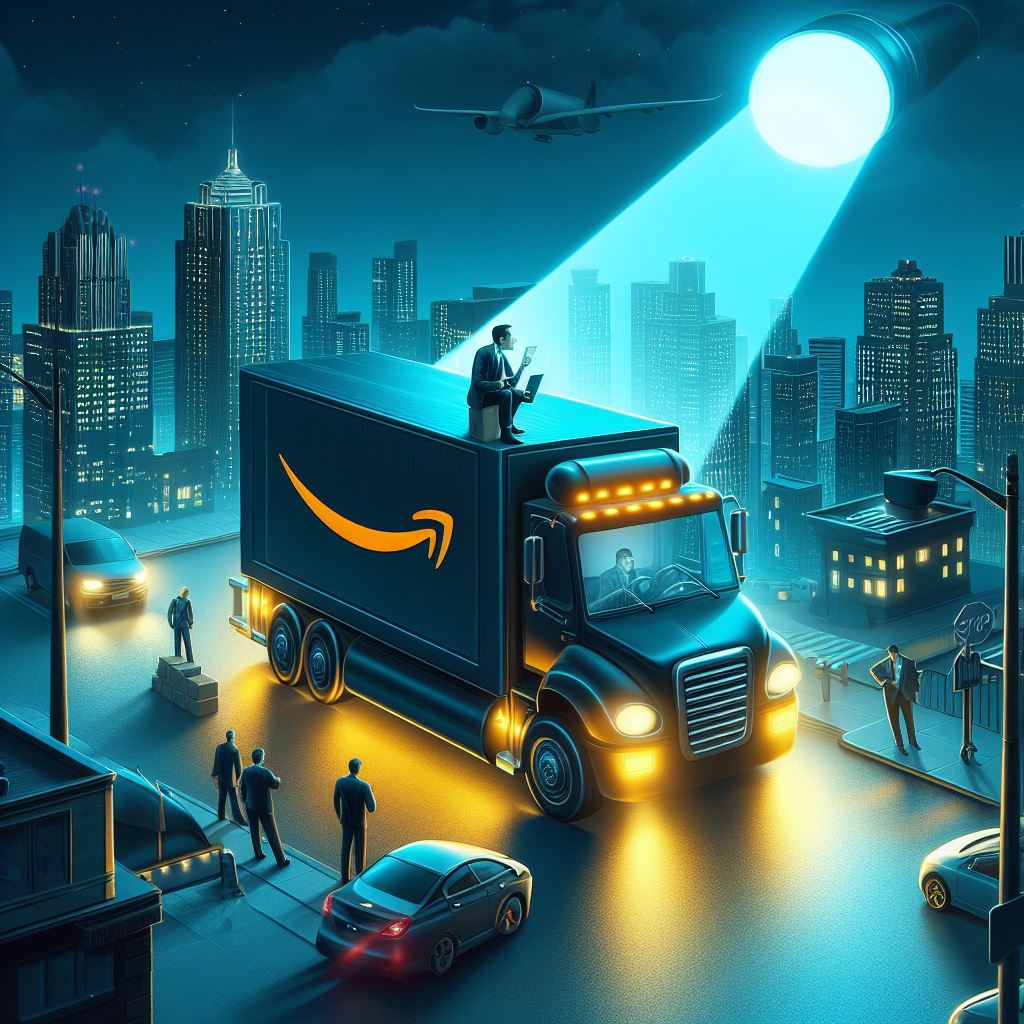 Amazon DSP Wireless Consultant on Truck in Urban Night Setting