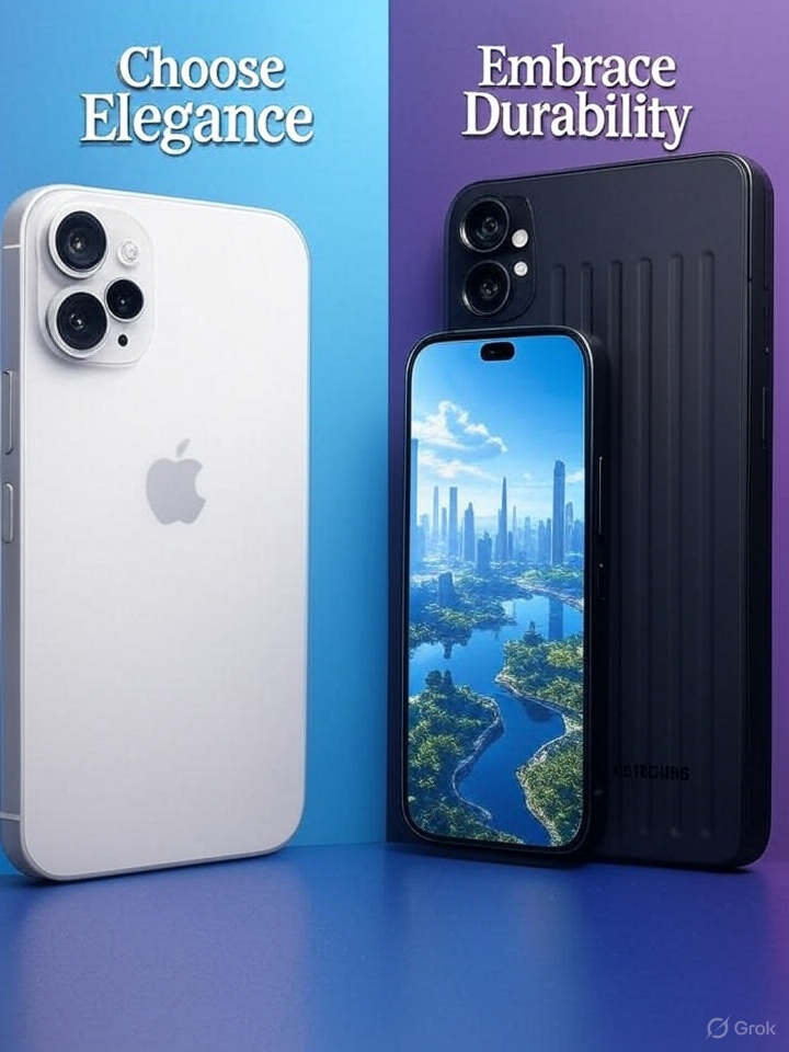 iPhone 16e and Samsung XCover Pro 7 side by side highlighting design and durability for business phone choices