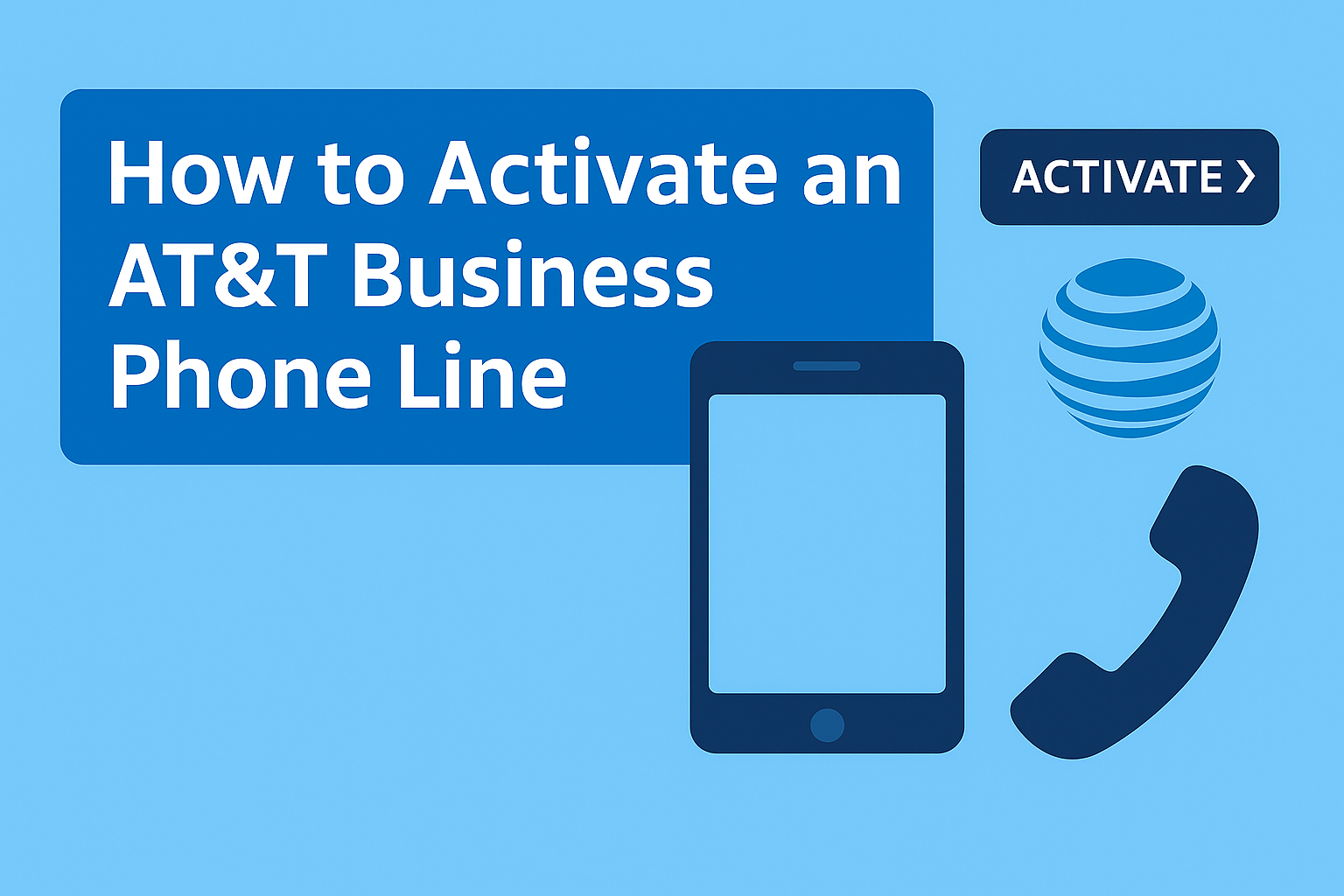 Activate AT&T business phone line – wireless consultant guide with smartphone and AT&T logo.