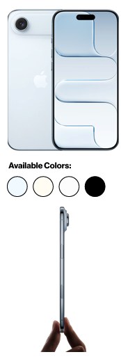Apple iPhone Air Apple iPhone Air front, back, ultra-thin side profile with color options