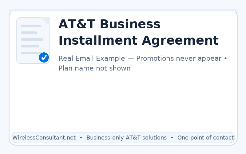 AT&T business installment agreement example with redacted numbers
