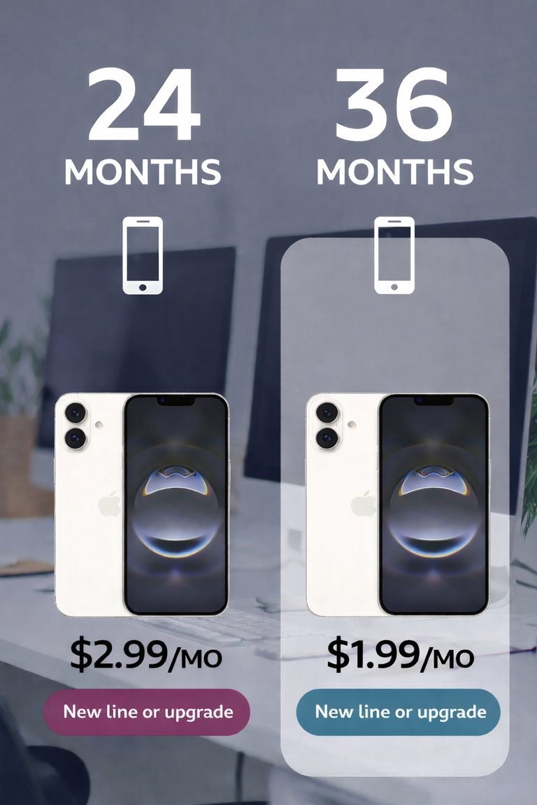 iPhone 16e $2.99 vs $1.99 (24 vs 36 months)